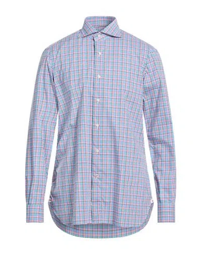 Isaia Man Shirt Blue Size 16 ½ Cotton