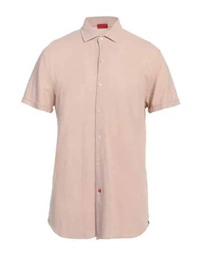 Isaia Man Shirt Blush Size 17 Cotton In Pink