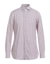 Isaia Man Shirt Red Size 17 Cotton In Neutral