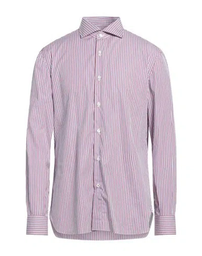 Isaia Man Shirt Burgundy Size 17 ½ Cotton In Pink
