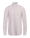 Isaia Man Shirt Burgundy Size 17 Cotton In Red