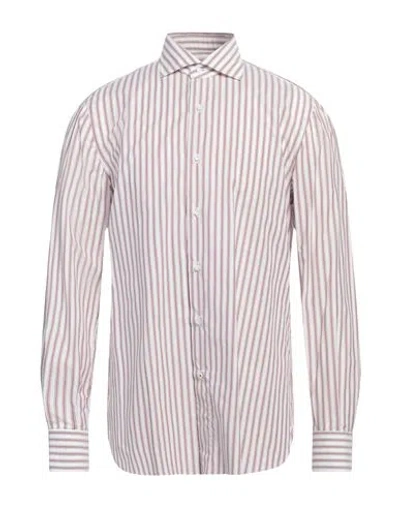 Isaia Man Shirt Burgundy Size 17 Cotton In Red