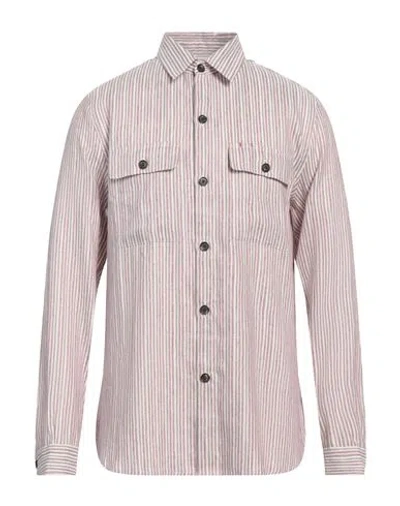 Isaia Man Shirt Burgundy Size Xxl Linen, Cotton, Silk In Red