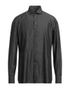 Isaia Man Shirt Charcoal Size 17 ½ Cotton In Black