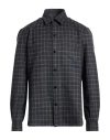 Isaia Man Shirt Charcoal Size Xxl Wool, Cashmere In Black