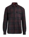 Isaia Man Shirt Charcoal Size Xxl Wool, Cashmere In Red