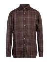 Isaia Man Shirt Chocolate Brown Size 15 ½ Cotton In Brown