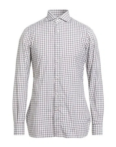 Isaia Man Shirt Dark Brown Size 17 ½ Cotton In Gray