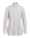 Isaia Man Shirt Dark Brown Size 17 Cotton In Neutral