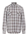 Isaia Man Shirt Dark Brown Size 17 Cotton In Brown