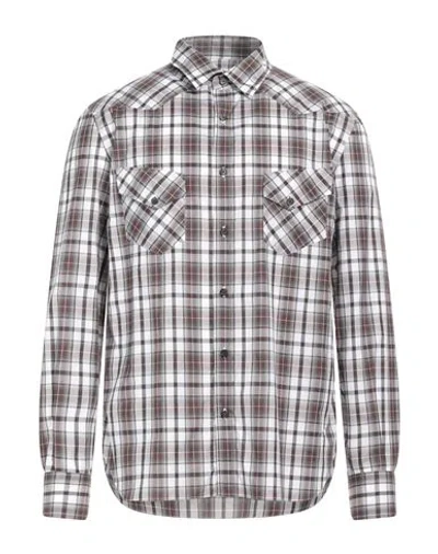 Isaia Man Shirt Dark Brown Size 17 Cotton