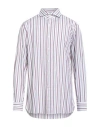 Isaia Man Shirt Garnet Size 15 Cotton In Blue