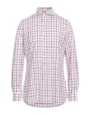 Isaia Man Shirt Garnet Size 17 Cotton In Red