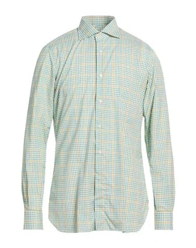 Isaia Man Shirt Green Size 17 ½ Cotton