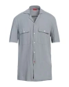 Isaia Man Shirt Grey Size 16 Cotton In Grey