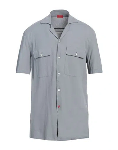 Isaia Man Shirt Grey Size 16 Cotton