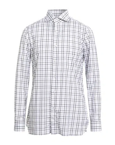 Isaia Man Shirt Grey Size 16 ½ Cotton In White