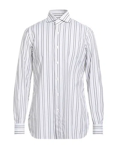 Isaia Man Shirt Grey Size 17 Cotton In White