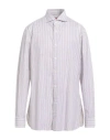 Isaia Man Shirt Azure Size 17 Cotton In Neutral