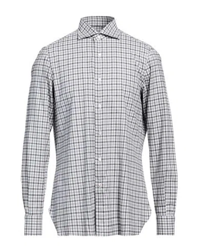 Isaia Man Shirt Grey Size 17 Cotton