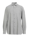 Isaia Man Shirt Grey Size 17 Cotton, Cashmere In Gray