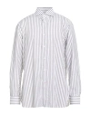 Isaia Man Shirt Grey Size 17 ½ Cotton In White