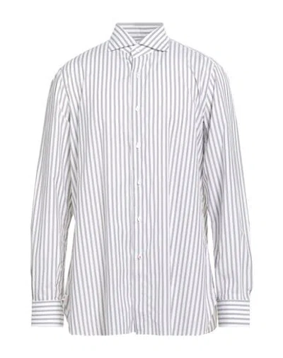 Isaia Man Shirt Grey Size 17 ½ Cotton In White