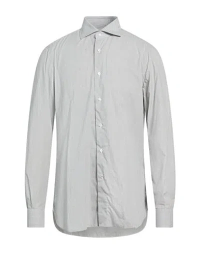 Isaia Man Shirt Grey Size 17 ½ Cotton In Gray