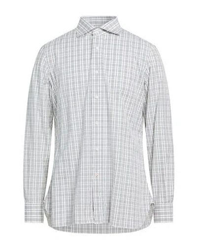 Isaia Man Shirt Grey Size 17 Cotton In Gray