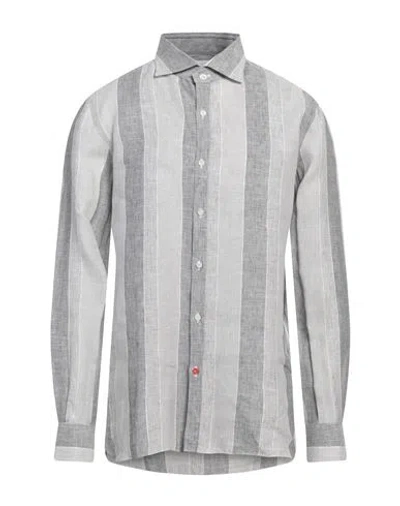Isaia Man Shirt Grey Size 17 Linen