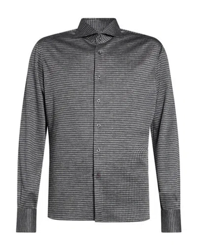 Isaia Man Shirt Grey Size 18 Cashmere In Gray