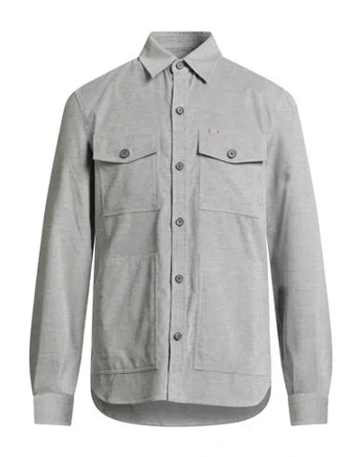 Isaia Man Shirt Grey Size Xxl Cotton In Gray