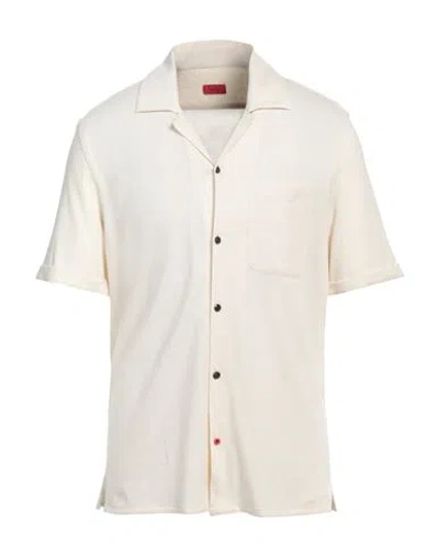 Isaia Man Shirt Ivory Size 16 ½ Cotton, Cashmere, Hemp In White