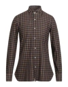 Isaia Man Shirt Khaki Size 15 ¾ Cotton In Brown