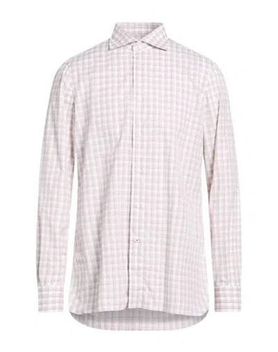 Isaia Man Shirt Khaki Size 16 ½ Cotton In Pink