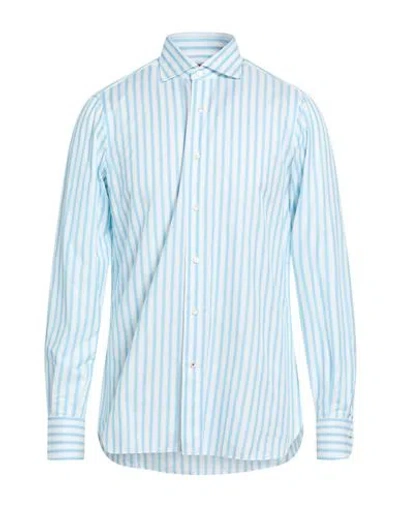 Isaia Man Shirt Light Blue Size 17 Cotton