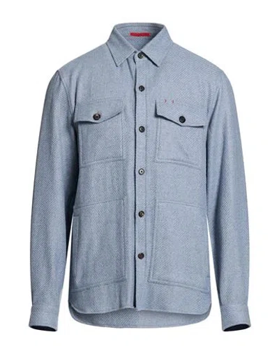 Isaia Man Shirt Light Blue Size M Cashmere