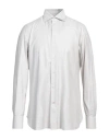 Isaia Man Shirt Light Grey Size 17 ½ Cotton, Silk In Grey