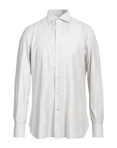Isaia Man Shirt Light Grey Size 17 ½ Cotton, Silk