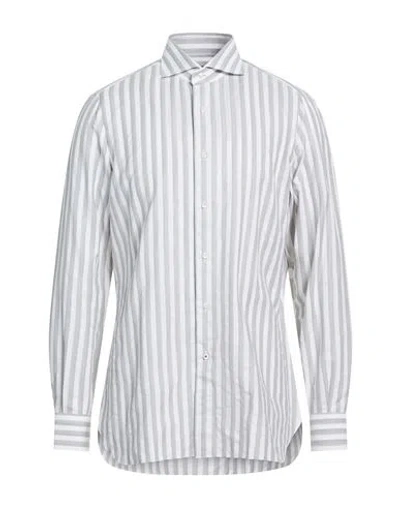 Isaia Man Shirt Light Grey Size 17 Cotton In White