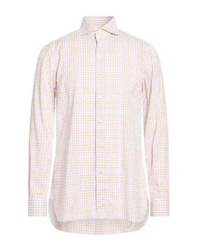 Isaia Man Shirt Lilac Size 16 Cotton In Pink