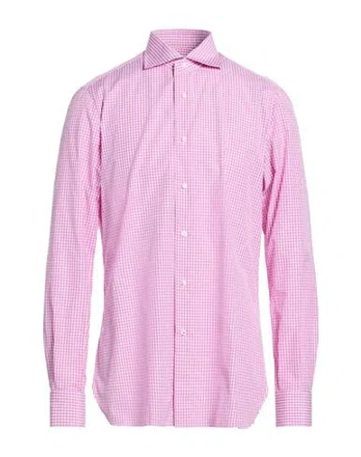 Isaia Man Shirt Mauve Size 17 ½ Cotton In Pink