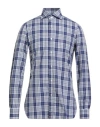 Isaia Man Shirt Navy Size 17 ½ Cotton In Blue