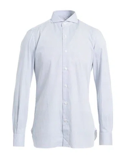 Isaia Man Shirt Navy Size 17 ½ Cotton In White