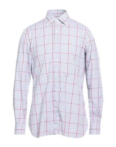 Isaia Man Shirt Navy Size 17 Cotton In White