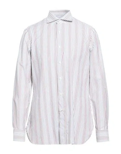 Isaia Man Shirt Off White Size 17 ½ Cotton In Pink