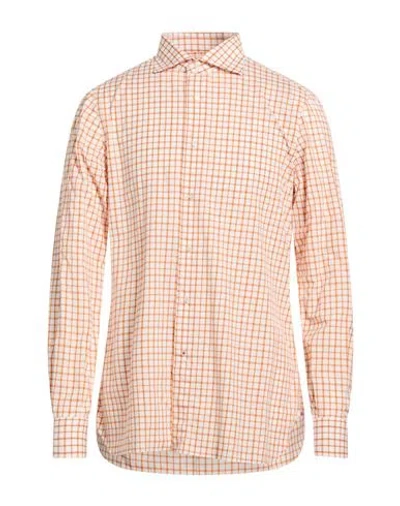 Isaia Man Shirt Orange Size 16 ½ Cotton