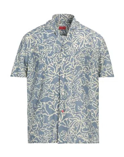 Isaia Man Shirt Pastel Blue Size 16 ½ Cotton, Silk