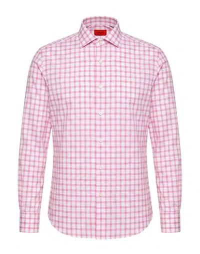 Isaia Man Shirt Red Size 15 ¾ Cotton In Pink