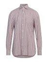 Isaia Man Shirt Red Size 17 Cotton In Red